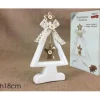 Addobbo Albero Di Natale Bianco Con Bottone E Juta 18Cm