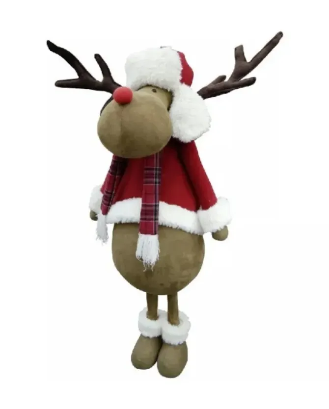 Addobbo Alce Puazzo Con Cappello 90 Cm