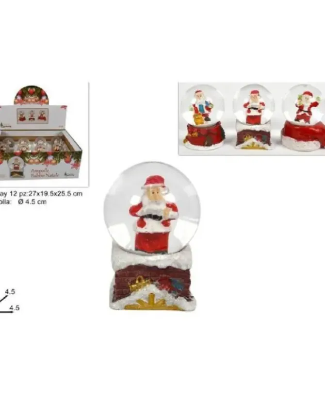 Addobbo Ampolla Con Babbo Natale 4,5Cm 3 Varianti