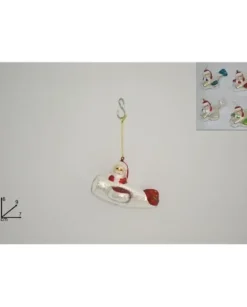 Addobbo Appendino Aereo Di Vetro Con Babbo Natale 8X9X7 Cm
