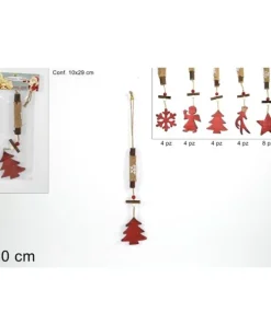 Addobbo Appendino Alberello Rosso Di Legno 40 Cm Per Albero Di Natale