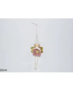 Addobbo Appendino Angelo Con Pelliccia E Sciarpa 22 Cm Per Albero Di Natale