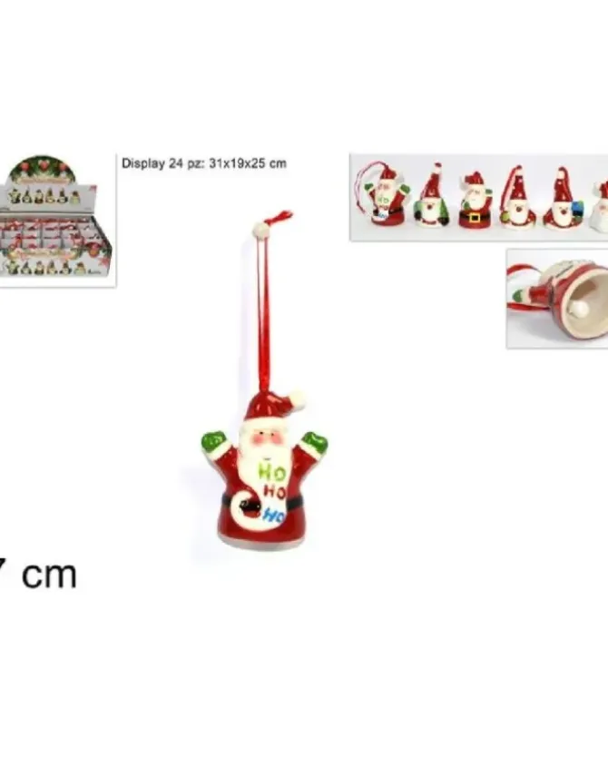 Addobbo Appendino Babbo Natale Con Campanella 7 Cm Per Albero Di Natale