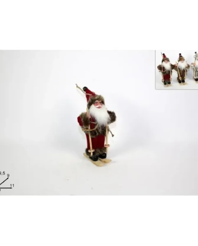 Addobbo Appendino Babbo Natale Con Sci 19,5X19X11 Cm Per Albero Di Natale