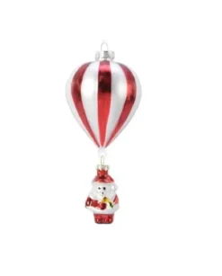 Addobbo Appendino Babbo Natale In Mongolfiera 7X15 Cm Per Albero Di Natale