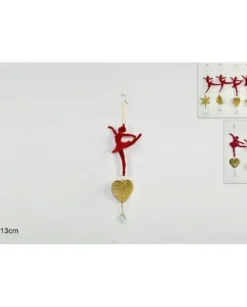 Addobbo Appendino Ballerina Di Velluto Rosso Con Pendenti 13 Cm