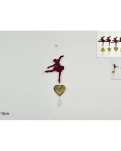Addobbo Appendino Ballerina Di Velluto Bordeaux Con Pendente 13 Cm