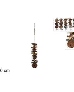 Addobbo Appendino Campanellino Di Legno Con Pigne 50 Cm