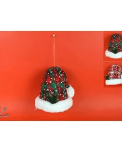 Addobbo Appendino Cappello Di Babbo Natale 22 Cm In Tessuto Per Albero Di Natale