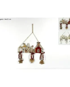 Addobbo Appendino Casetta Con Scritta Christmas In Legno Per Albero Di Natale