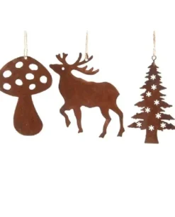 Addobbo Appendino Cervo Albero Fungo Di Ferro 11X11 Cm Per Albero Di Natale