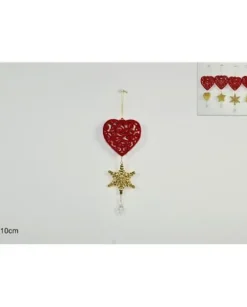Addobbo Appendino Cuore Con Pendente 10 Cm Per Labero Di Natale