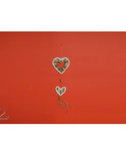 Addobbo Appendino Cuore Di Legno Con Pendente 50X2X18 Cm