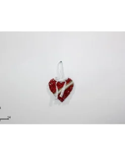 Addobbo Appendino Cuore Rosse 14X14 Cm Per Albero Di Natale