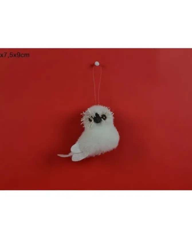 Addobbo Appendino Gufo Bianco 13X7,5X9 Cm Per Albero Di Natale