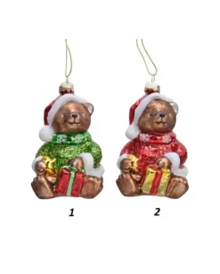 Addobbo Appendino Orsetto Con Cappello Per Albero Di Natale 6X5,2X12 Cm 1Pz