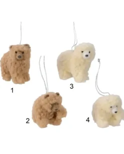 Addobbo Appendino Orsetto Polare In Plastica Teddy Con Pelliccia 1Pz