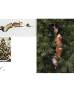 Addobbo Appendino Ramo Con Scoiattolo 52 Cm Per Albero Di Natale