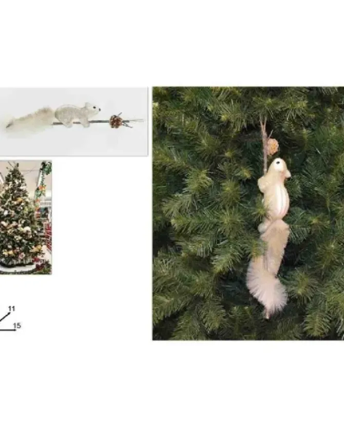 Addobbo Appendino Ramo Con Scoiattolo Per 52X11X15 Cm Albero Di Natale