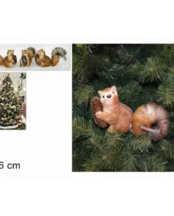 Addobbo Appendino Scoiattolo Con Pigna 16 Cm Per Albero Di Natale