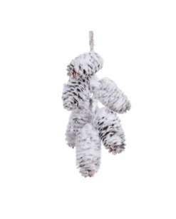 Addobbo Appendino Set Pigne Innevate 18 Cm Per Albero Di Natale