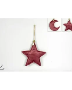 Addobbo Appendino Stella / Luna In Velluto Rosa 1 Pz