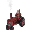Addobbobabbo Natale Con Trattore In Poliresina Con Effetto Fumo E Led