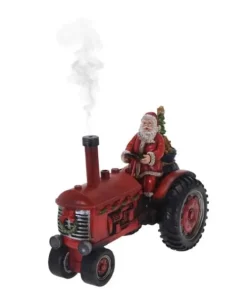 Addobbobabbo Natale Con Trattore In Poliresina Con Effetto Fumo E Led