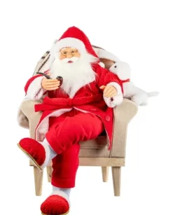 Addobbo Babbo Natale In Poltrona 55X45X75Cm Per Decorazioni Di Natale