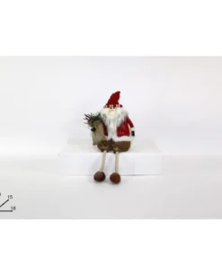 Addobbo Babbo Natale Seduto In Tessuto 30X15X18Cm