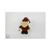 Addobbo Babbo Natale Tessuto Scozzese Con Sci 33Cm