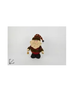 Addobbo Babbo Natale Tessuto Scozzese Con Sci 33Cm
