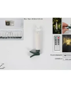 Addobbo Candela A Batteria Con Pinza E Telecomando Per Albero Di Natale 15 Pz