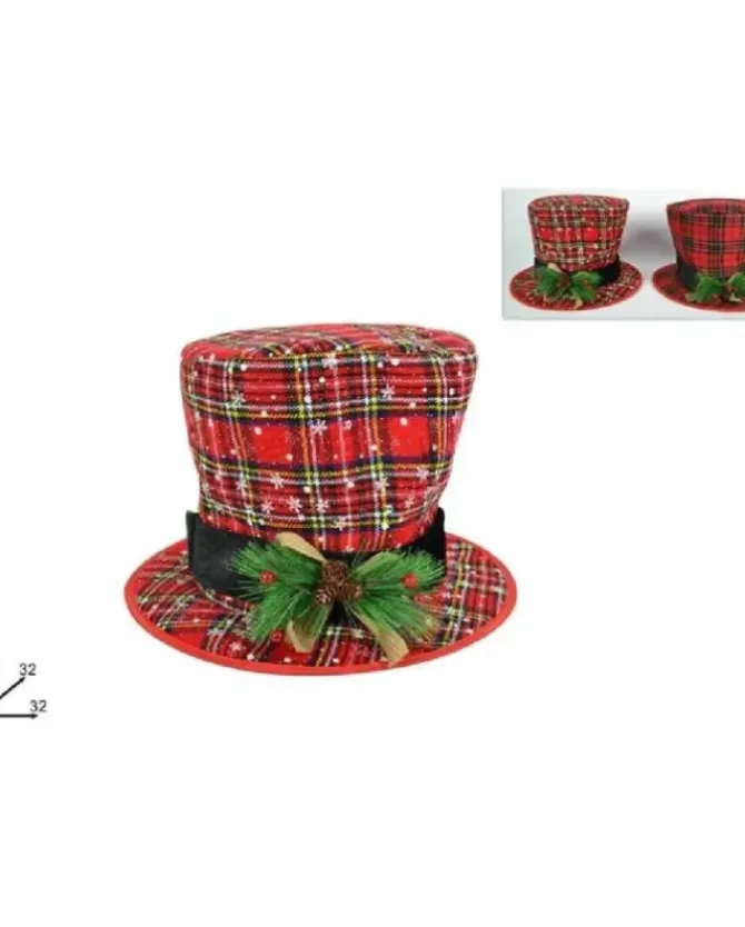 Addobbo Cappello Scozzesea Cilindro Con Bacche 20X32X32 Cm
