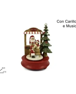 Addobbo Carillion Babbo Natale Con Bimbi 24Cm
