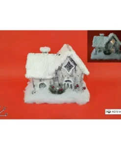 Addobbo Casetta Con Luce E Pelliccia Effetto Neve 23 Cm
