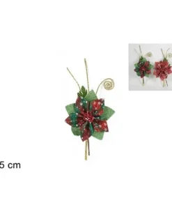 Addobbo Decorazione Fiore Natalizio Scozzese 35 Cm