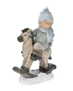 Addobbo Di Natale Bimbo Su Cavallo A Dondolo 33Cm