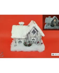 Addobbo Di Natale Casa Con Tetto In Pelliccia Effetto Neve 20X13X27Cm