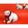 Addobbo Di Natale Orso Polare Seduto Con Sciarpa Rossa 16X14X21Cm