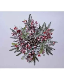 Addobbo Di Natale Stella Di Natale Innevata Con Bacche Rosse