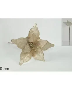 Addobbo Di Natale Stelo Fiore Stella Con Petali Bicolore 60Cm