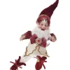 Addobbo Elfo Grasso Bordeaux Di Natale 40Cm