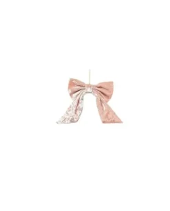 Addobbo Fiocco Velluto 12,5X14Cm Rosa Per Decorazioni Di Natale