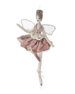 Addobbo Natalizio Bambola Di Velluto Rosa 19X30Cm