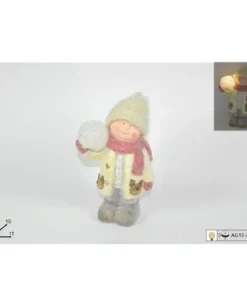 Addobbo Natalizio Bimbo Con Cappello E Sfera Luminosa