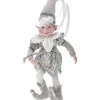 Addobbo Natalizio Elfo Argento 30Cm