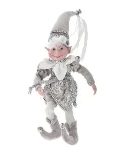Addobbo Natalizio Elfo Argento 30Cm