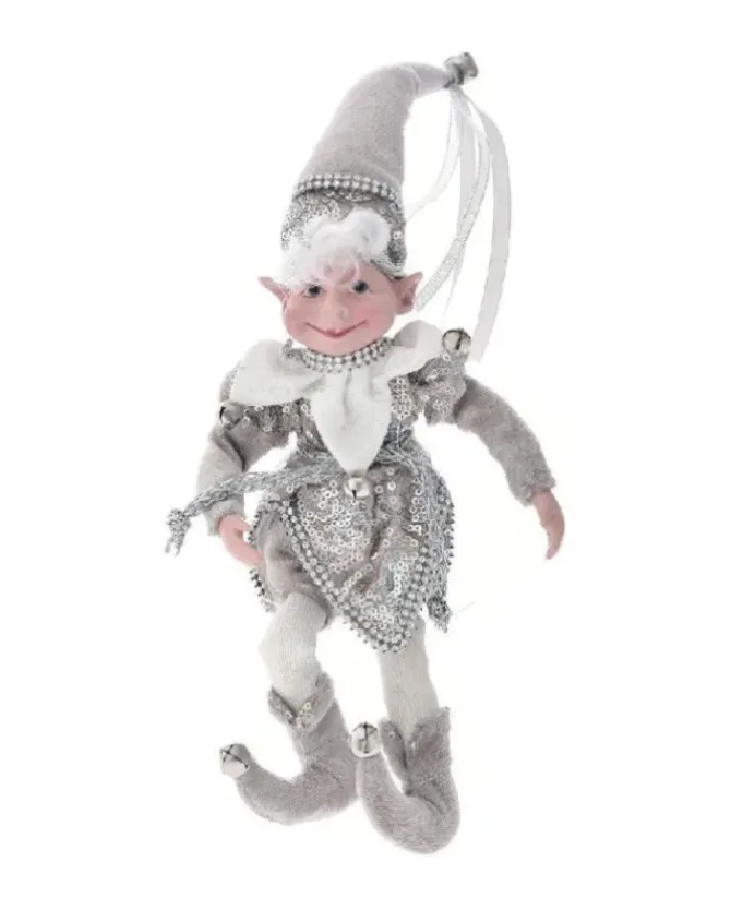 Addobbo Natalizio Elfo Argento 30Cm
