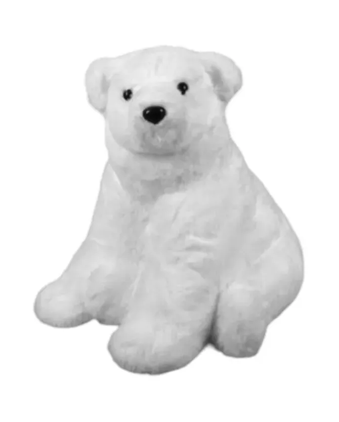 Addobbo Natalizio Orso Bianco Seduto 36Cm